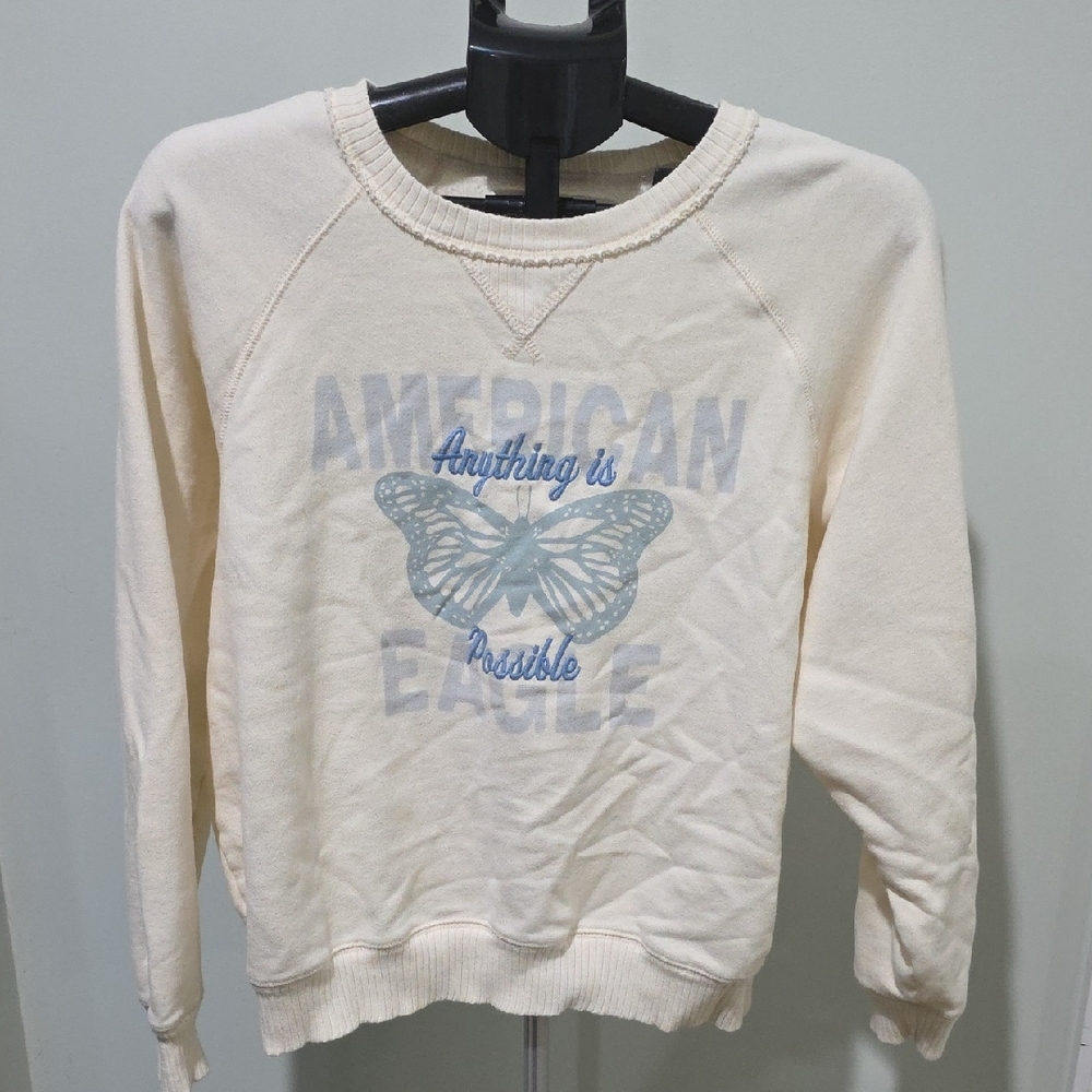 American Eagle Cream Fleece Top